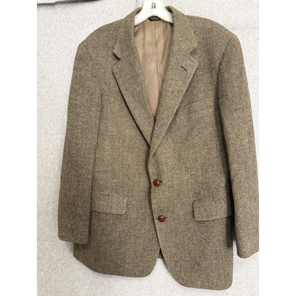 Ed Mitchell Blazer Sport Coat Mens 42 Brown Wool Herringbone Tweed Jacket